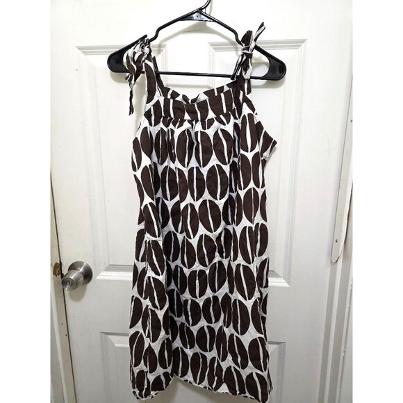 Merona Brown & White Coffee Print Sleeveless Sundress With Adjustable Tie Straps - Picture 2 of 8